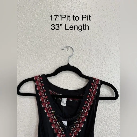 Forever 21 Sleeveless Boho Mini Dress- Embroidered Trim Rope Belt NWT - Picture 12 of 12